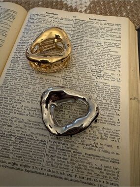 Sculptural Metallic Hair Clip Set - Gold & Silver